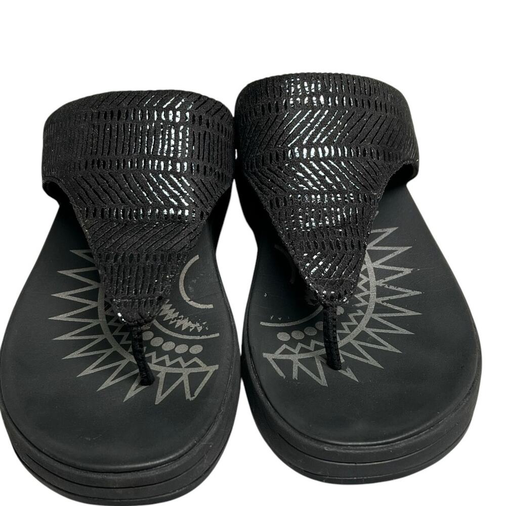Skechers Retrogrades Sandals Women 10 Black Suede Relaxed Metallic Comfort Shoes - Picture 8 of 14